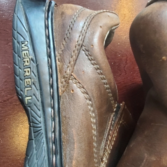 Merrell Jungle Moc Brown Leather Slipon Sz 8 Shoes - Picture 5 of 9